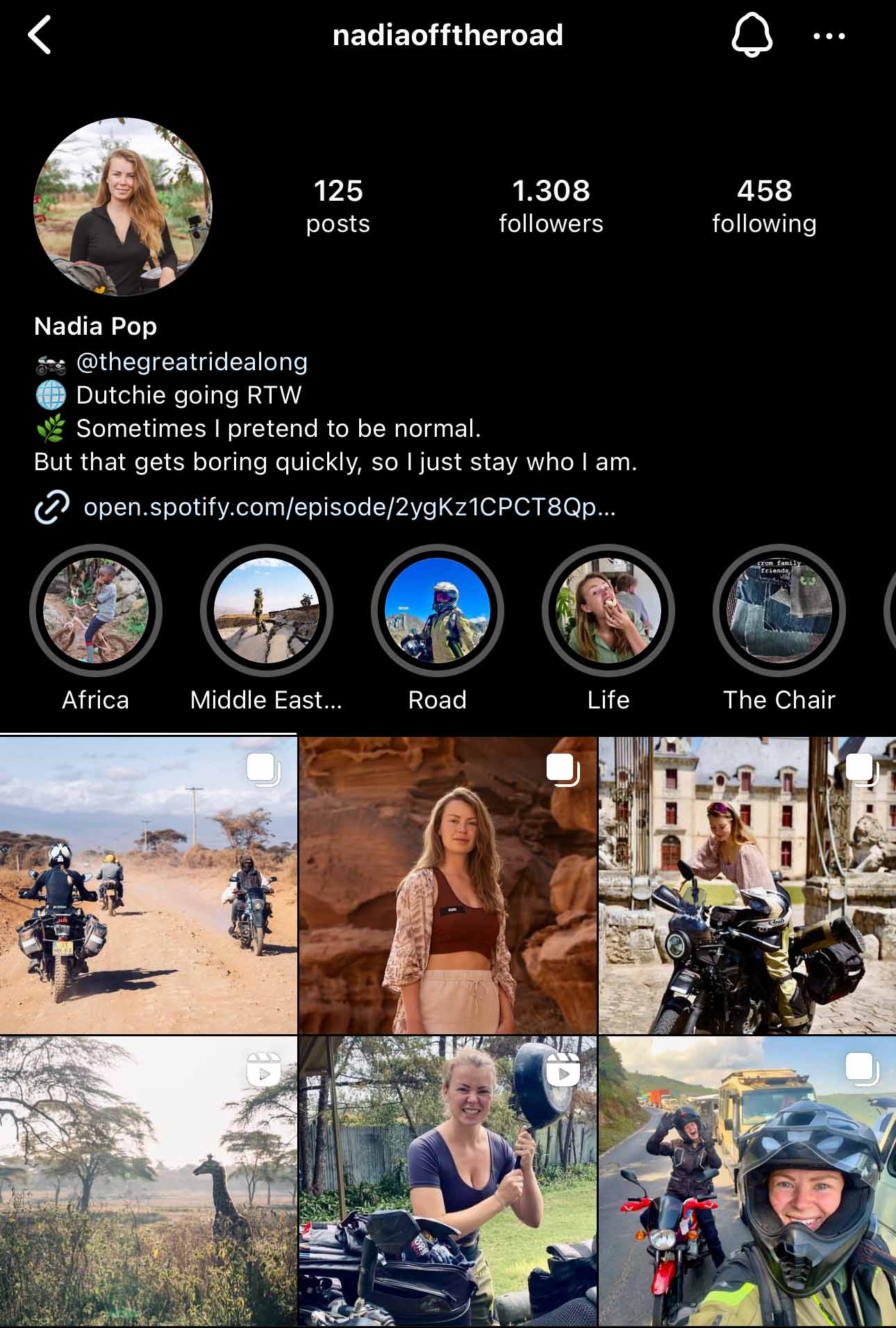 screenshot nadia's instagram account